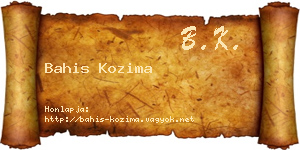 Bahis Kozima névjegykártya